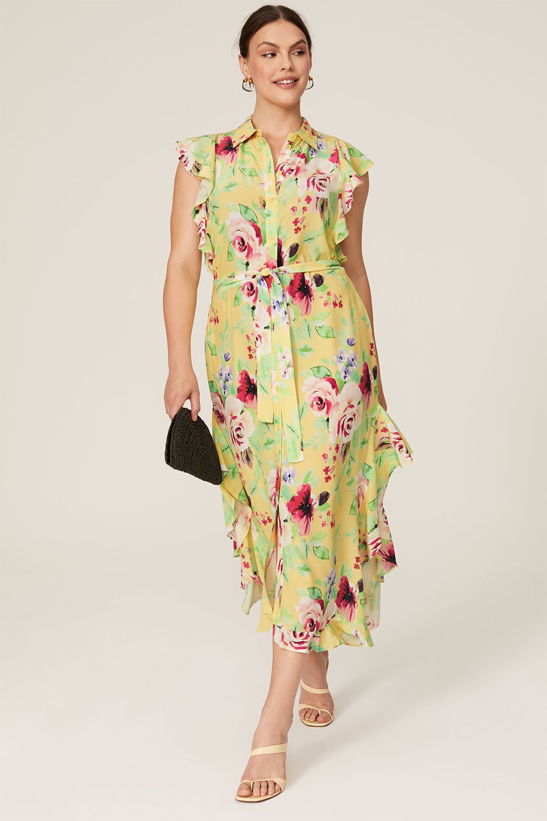 Button Front Ruffle Midi Dress by Marissa Webb x RTR 5