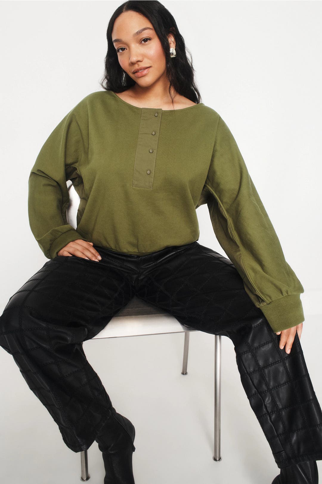 French Terry Combo Henley by 3.1 Phillip Lim | Rent the Runway