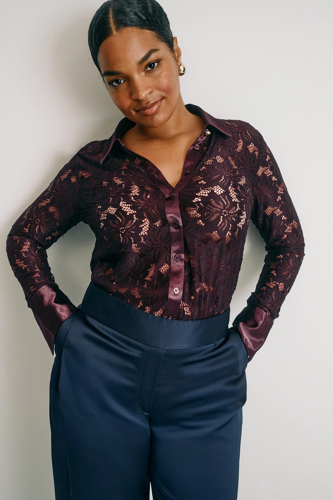 Sheer Lace Button Up Top by Derek Lam 10 Crosby x RTR 5