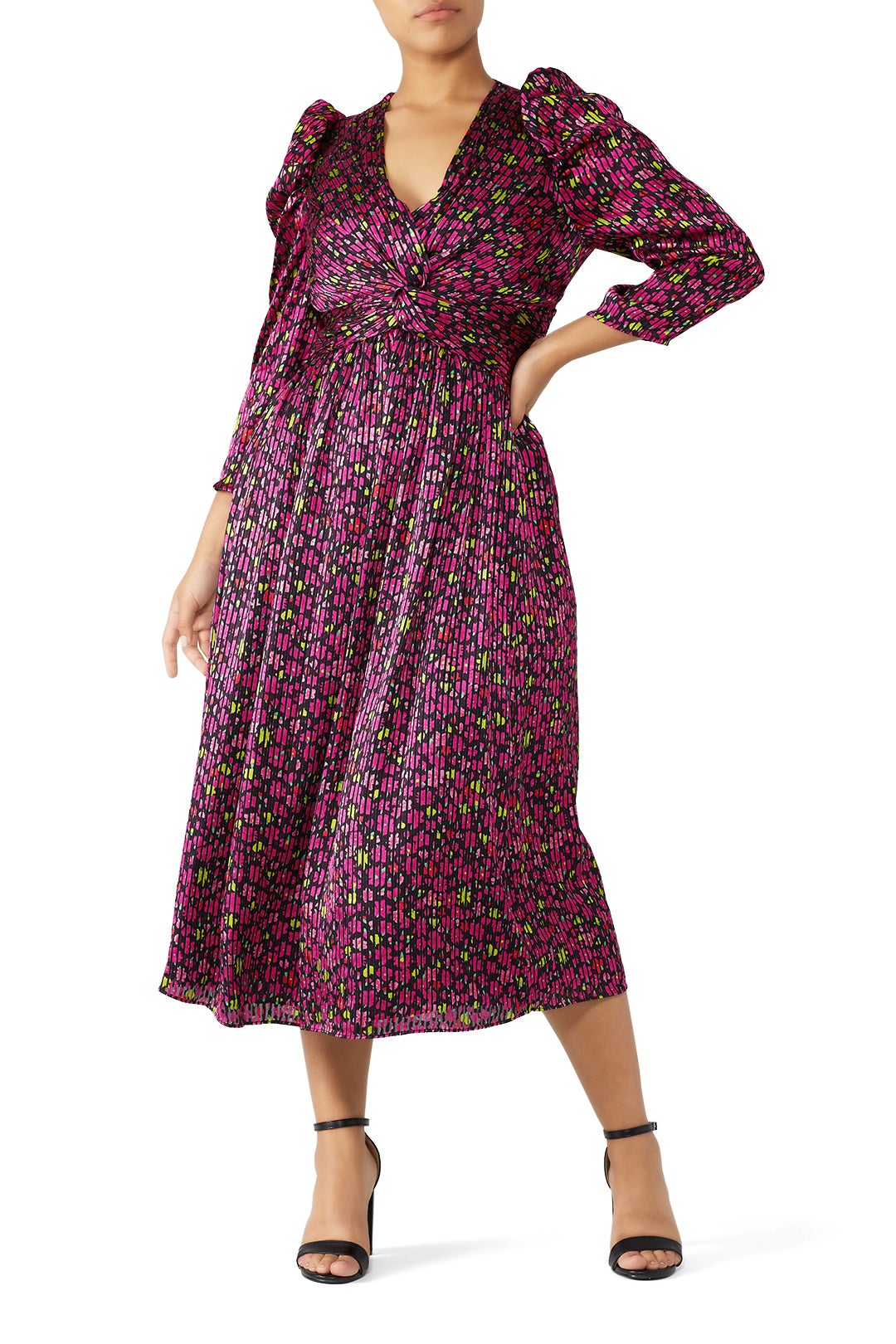 low back black midi dress Homa Bow Back Dress