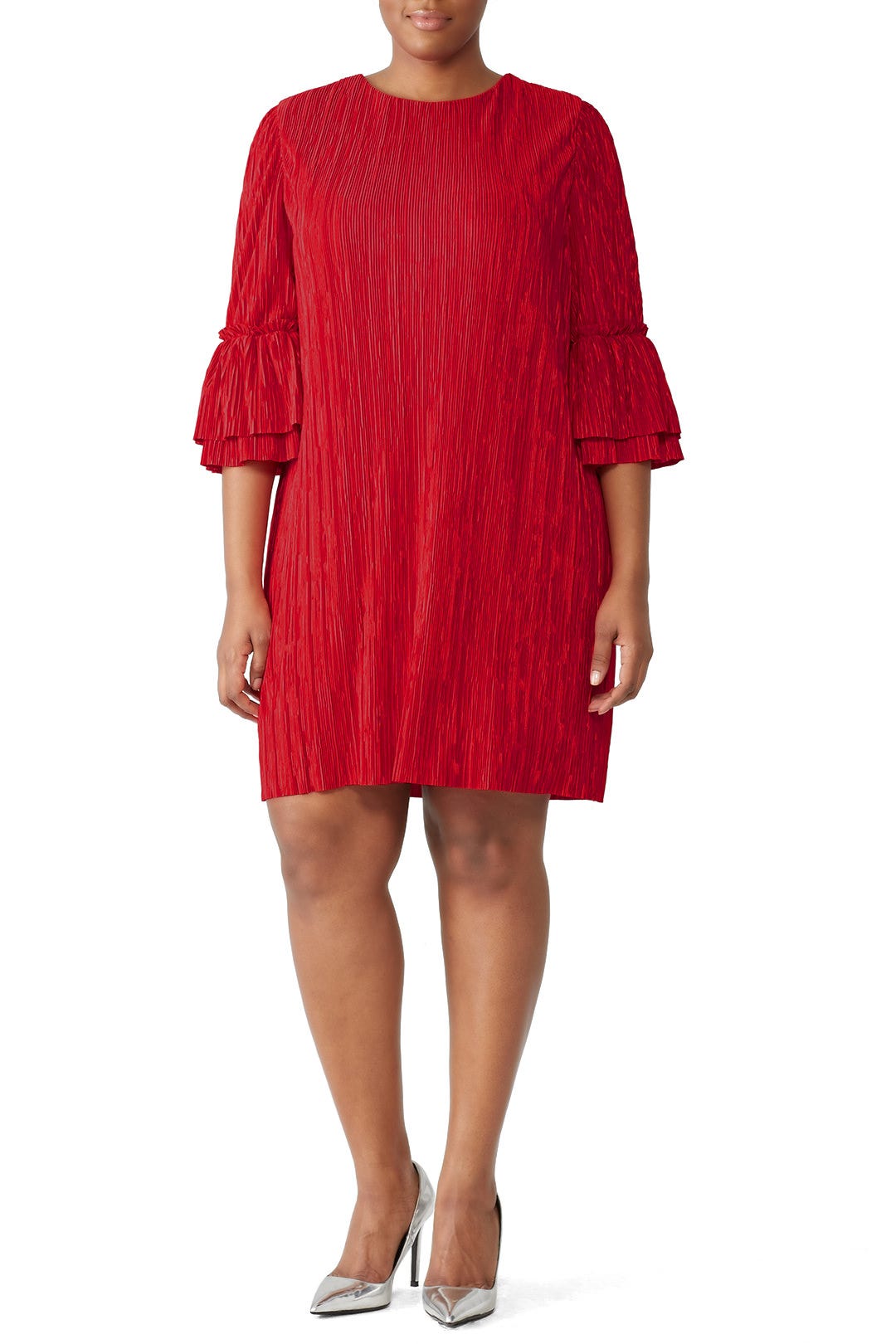 Red Pleated Shift by Badgley Mischka 4
