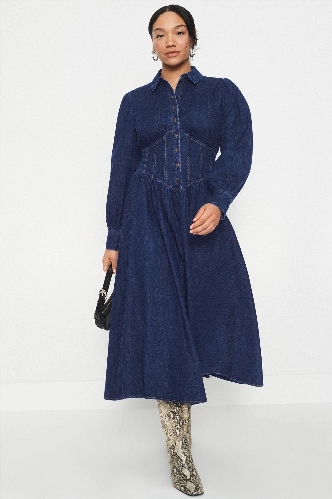 Denim Corseting Midi Dress by Derek Lam 10 Crosby x RTR 5