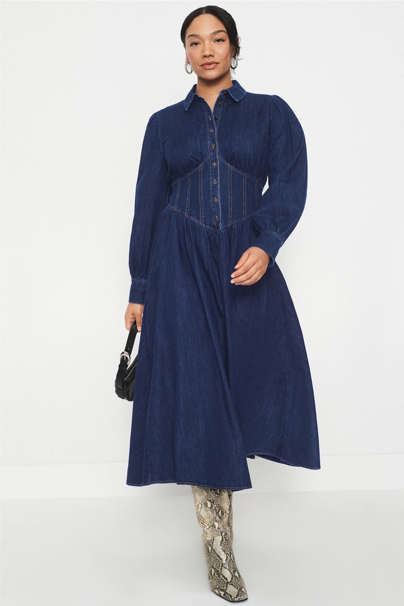 Denim Corseting Midi Dress by Derek Lam 10 Crosby x RTR - Photo 0