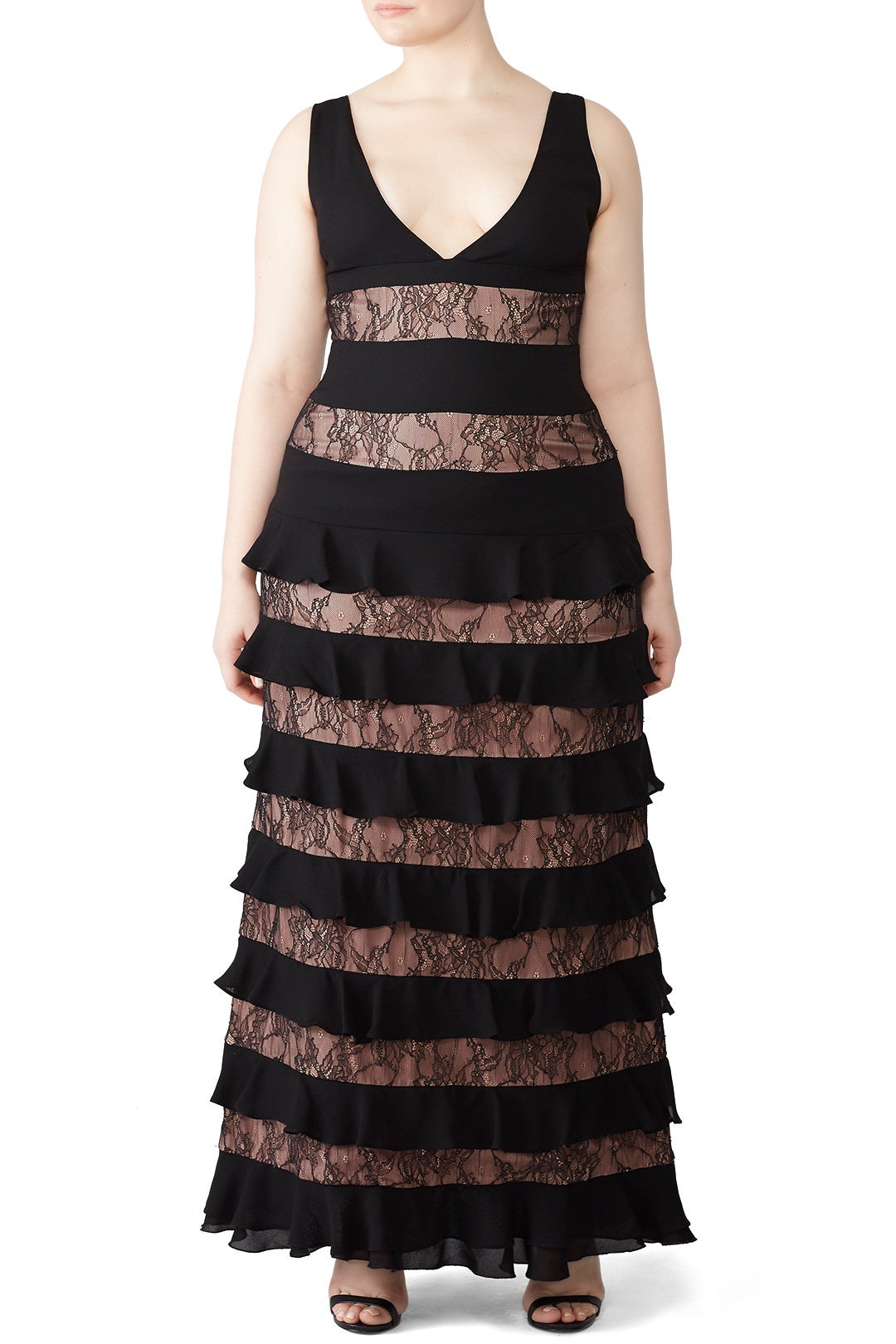 Striped Ruffle Gown by ML Monique Lhuillier 4