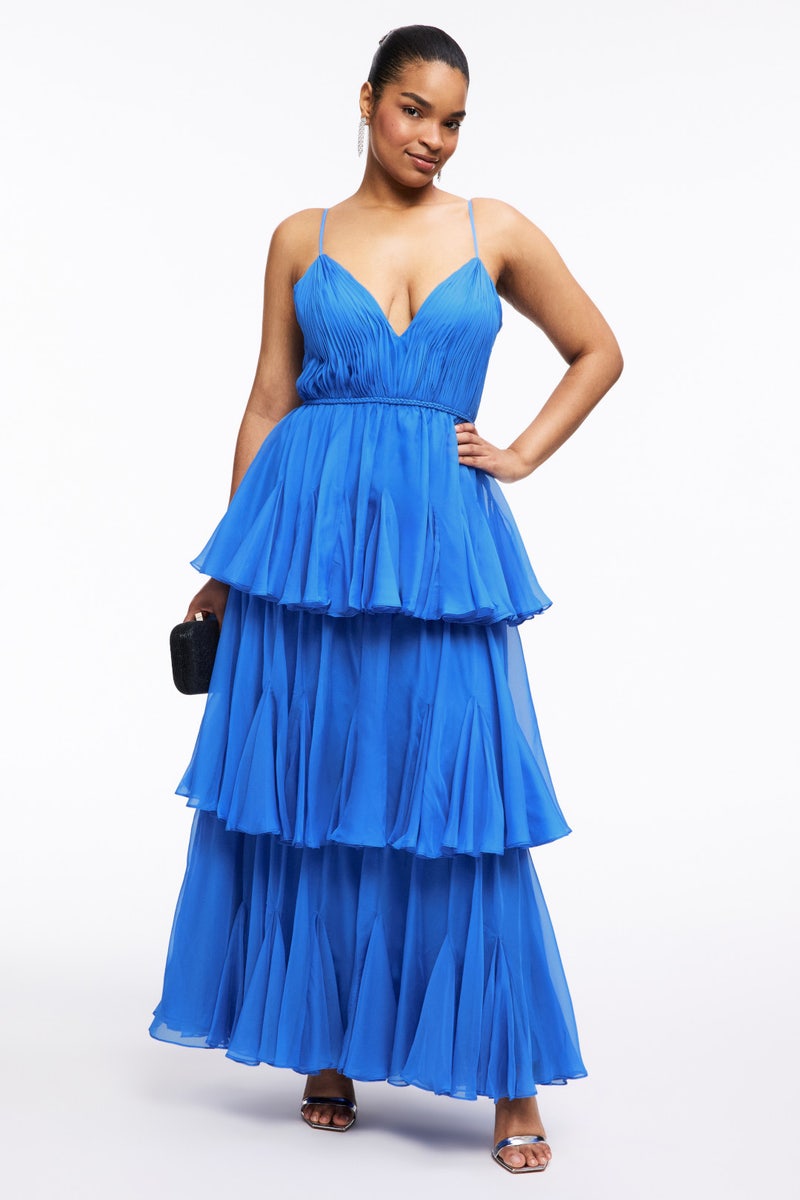 ​Thin Strap Tiered Chiffon Gown by Ieena for Mac Duggal - Photo 5