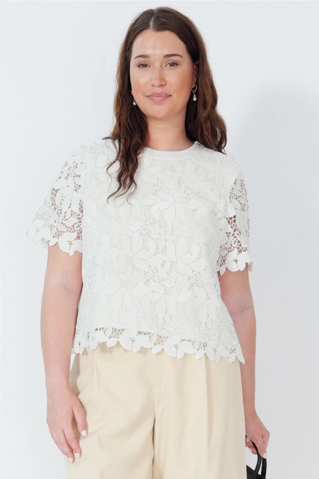 Lace Crew Neck Blouse by Derek Lam 10 Crosby x RTR | Rent the Runway