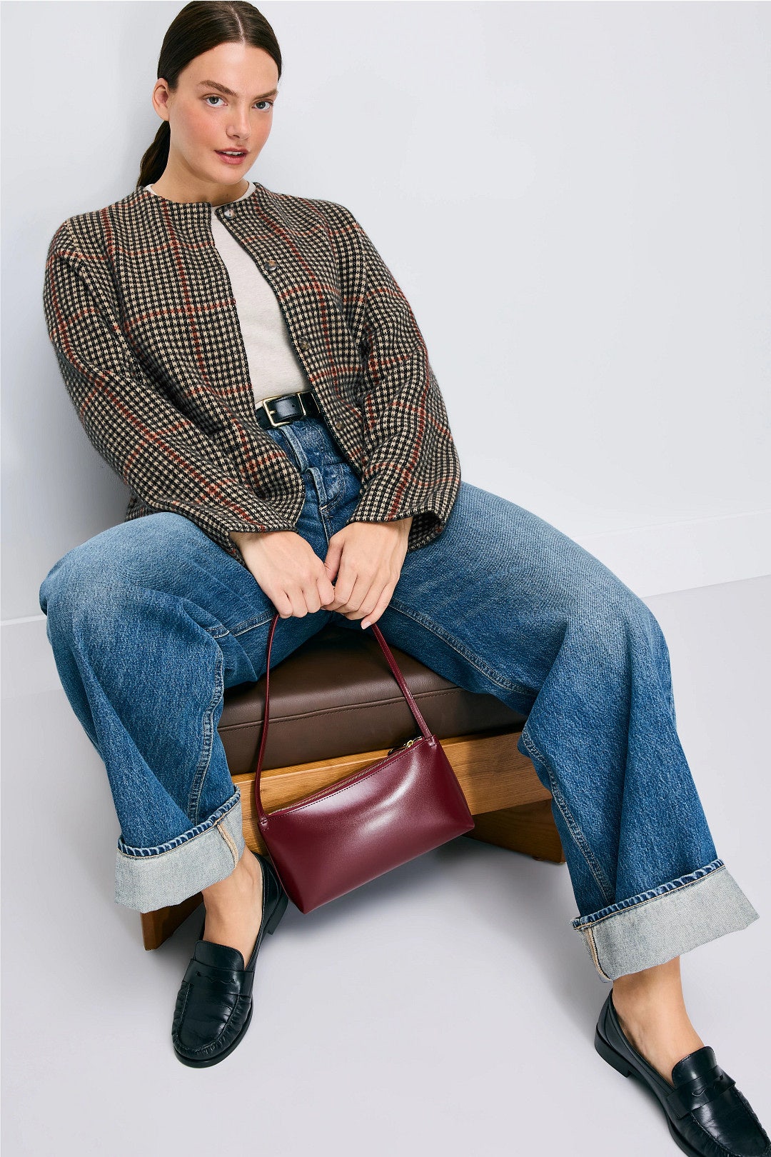 Intarsia Glen Plaid Jacket by VINCE. 5