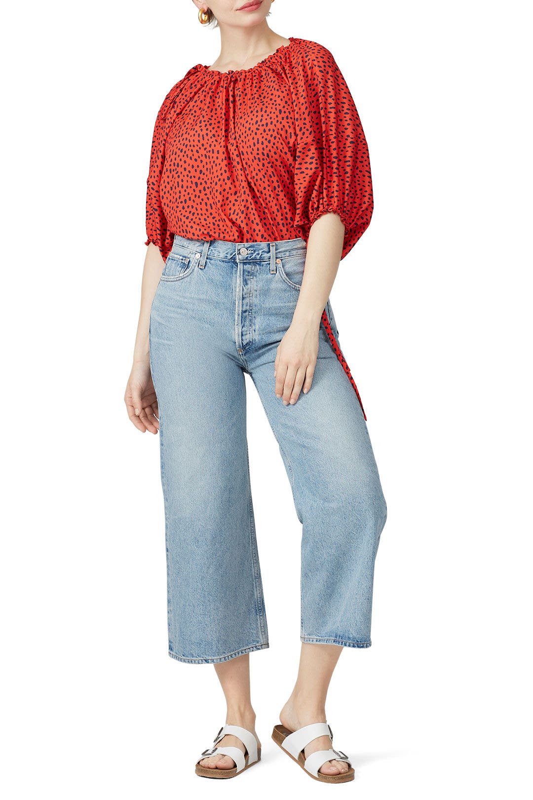 Red Drawstring Balloon Blouse by Derek Lam 10 Crosby x RTR 3