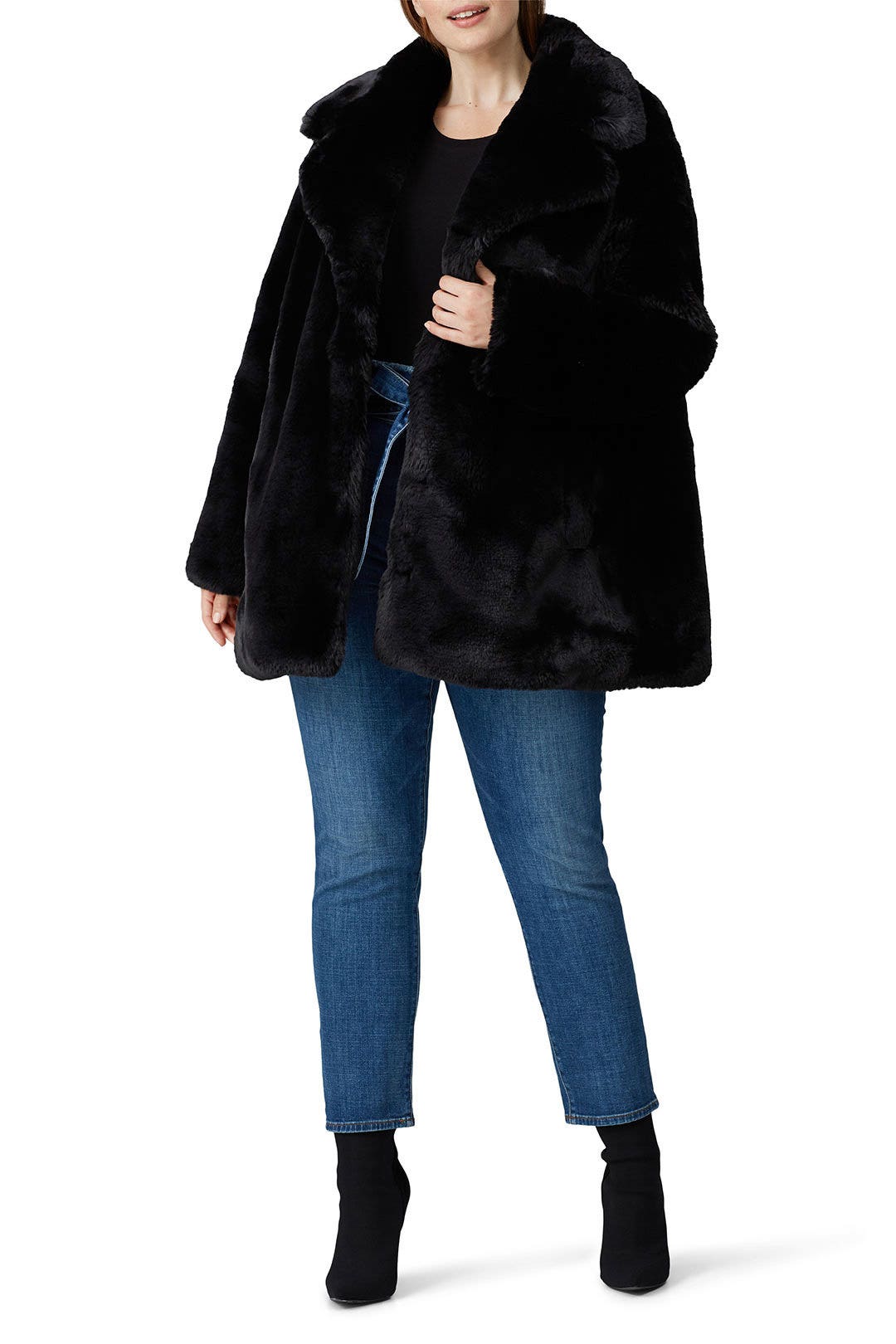 Black Faux Fur Chubby Coat  by 7 For All Mankind 5
