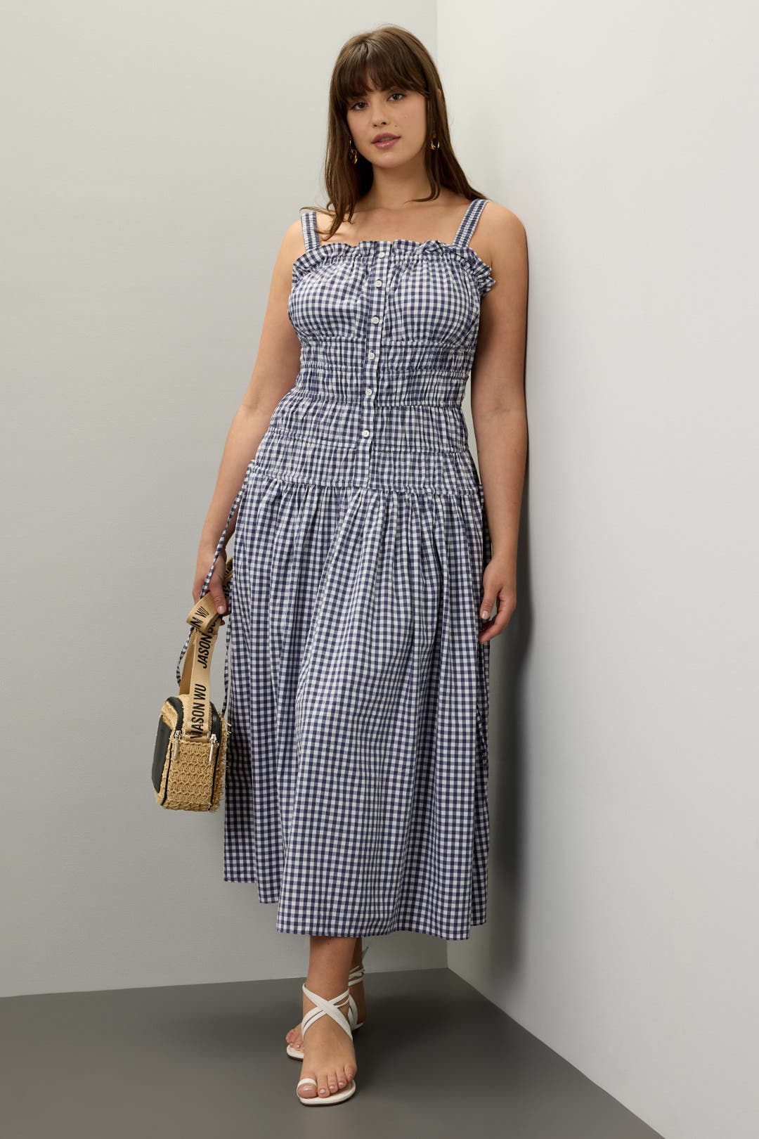 Navy Gingham Midi Dress by Jason Wu x RTR | Rent the Runway