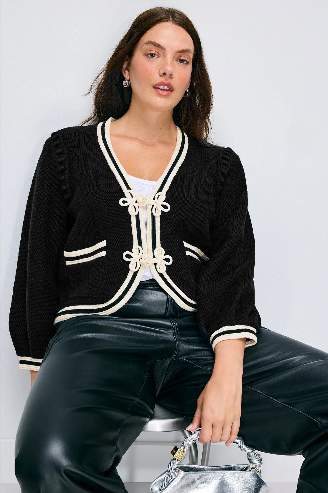 Kaito Contrast Trim Cropped Cardigan by L'agence 5