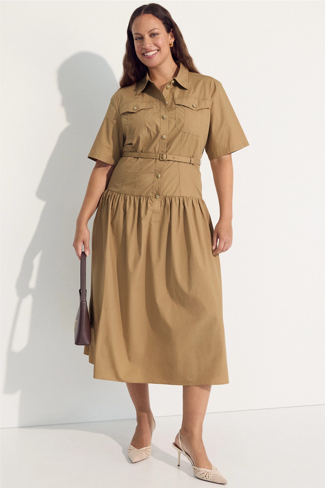 Khaki Belted Shirt Dress by Adam Lippes x RTR 4