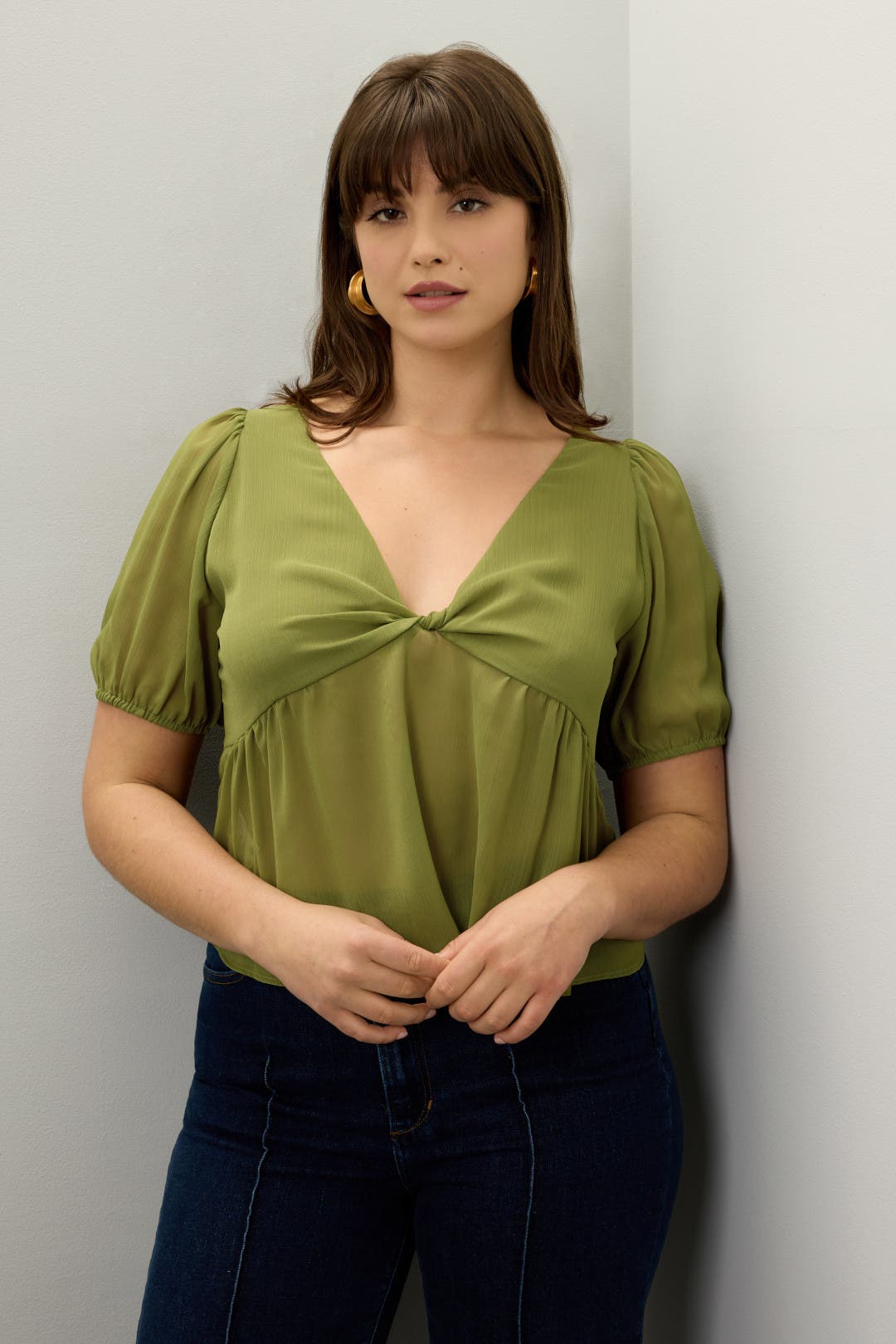 green sheer top