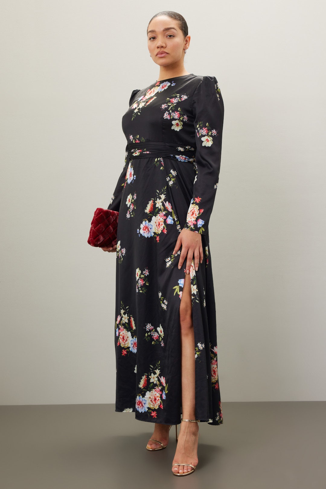 Faux Wrap Floral Gown by Ieena for Mac Duggal 5