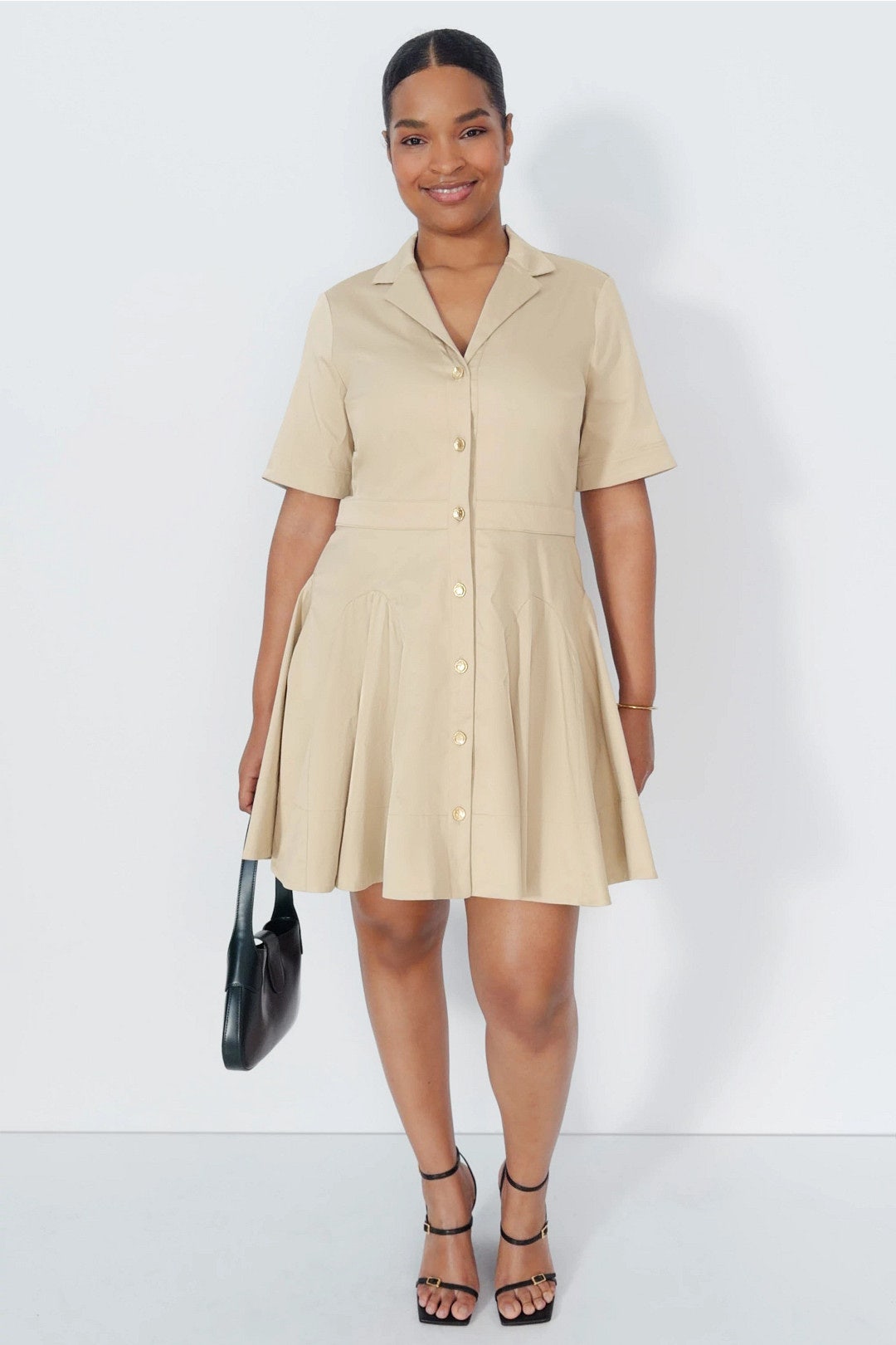 Khaki Short Sleeve Shirt Dress by Jason Wu x RTR 4