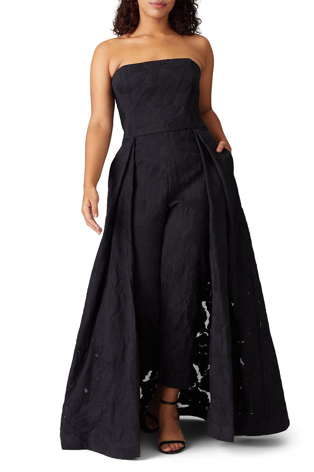 Black Overlay Jumpsuit by HALSTON 5