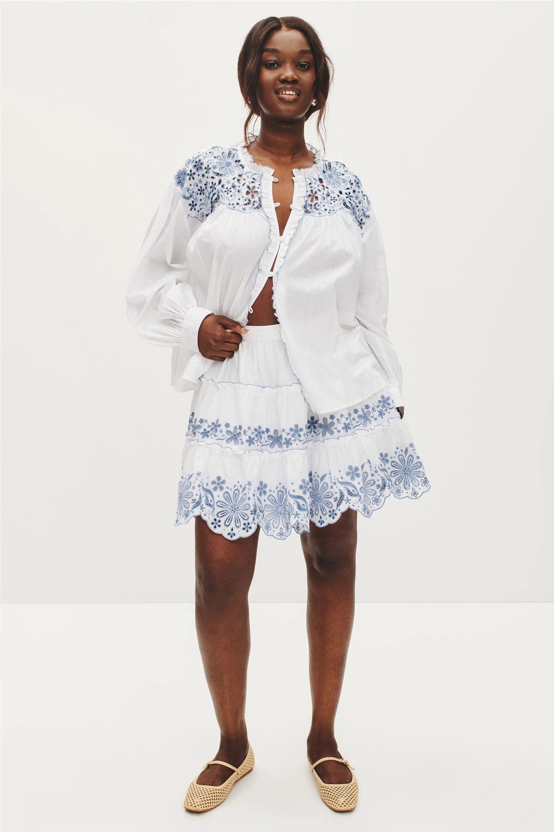 Floral Embroidered Tiered Mini Skirt by kate spade new york | Rent