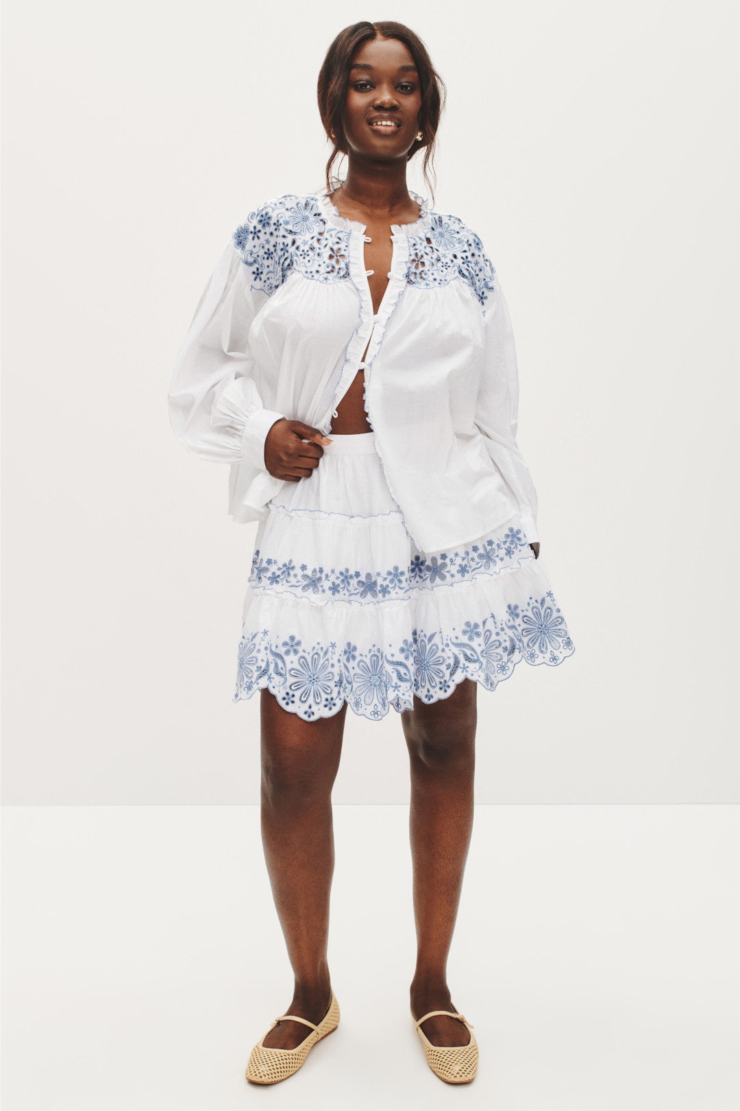 Floral Embroidered Tiered Mini Skirt by kate spade new york 5