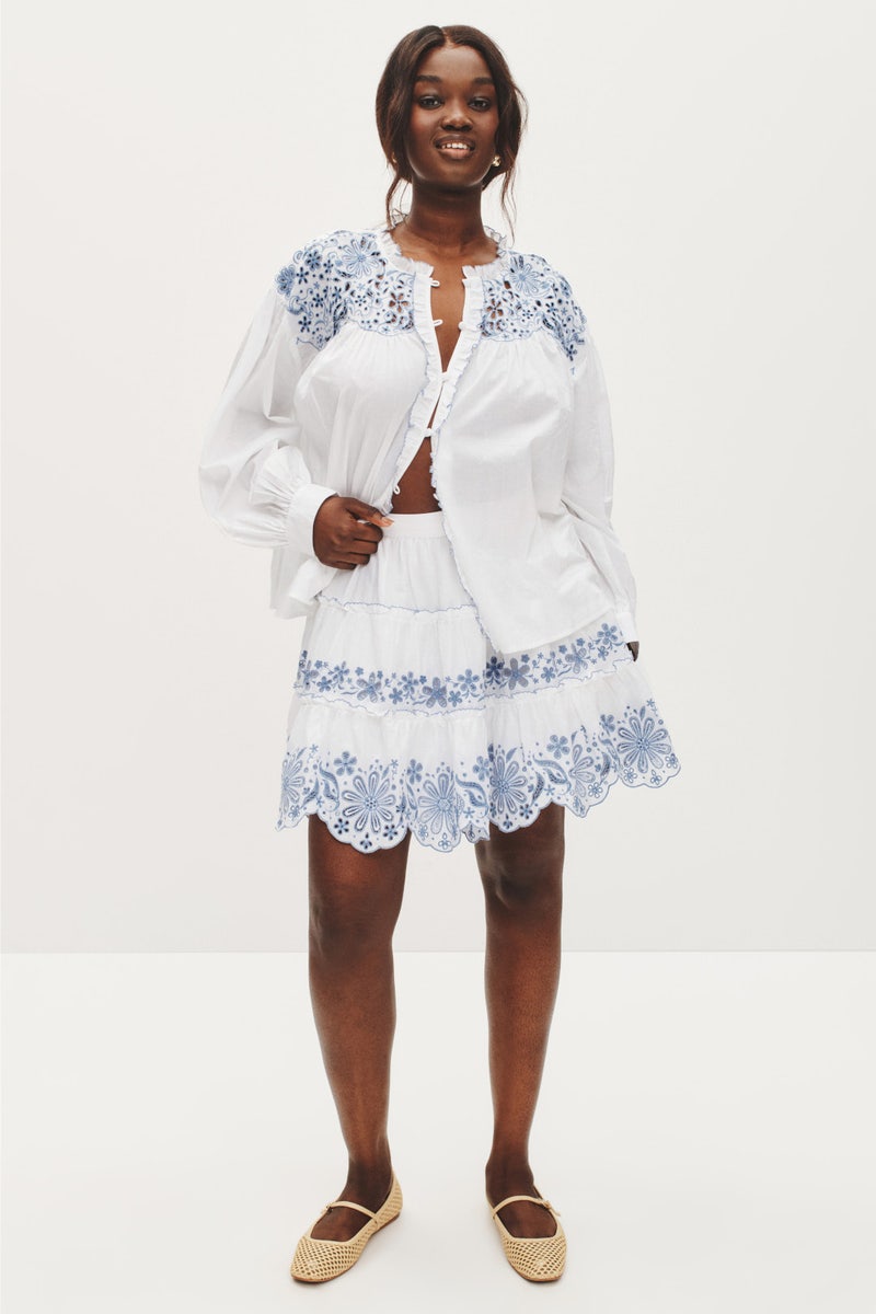 Floral Embroidered Tiered Mini Skirt by kate spade new york - Photo 5