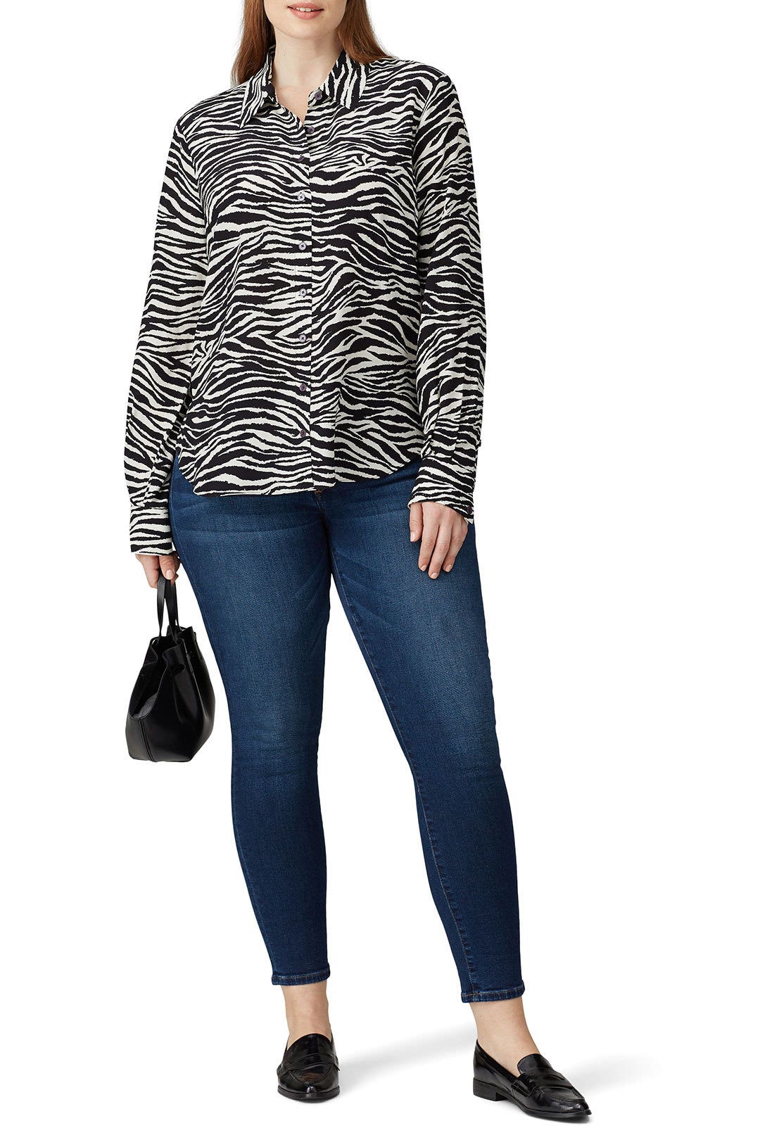 Kosma Zebra Print Button Down Shirt by Derek Lam 10 Crosby 4