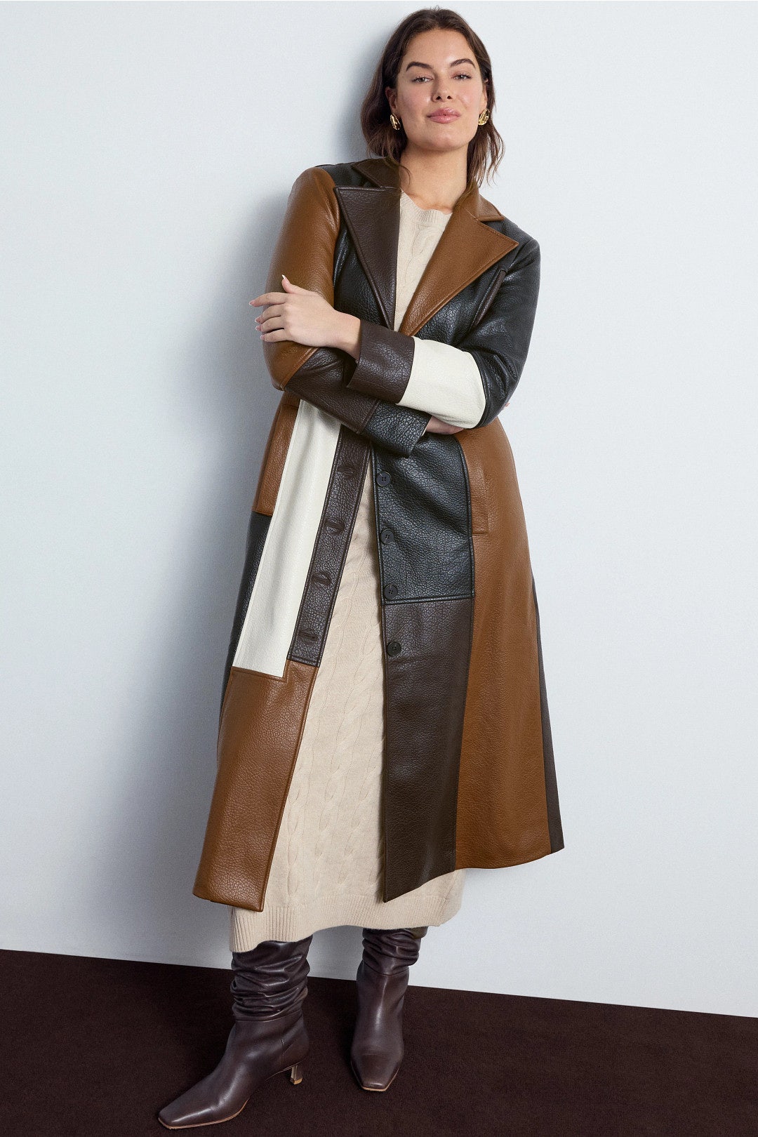Patchwork Faux Leather Coat by Ronny Kobo x RTR 5