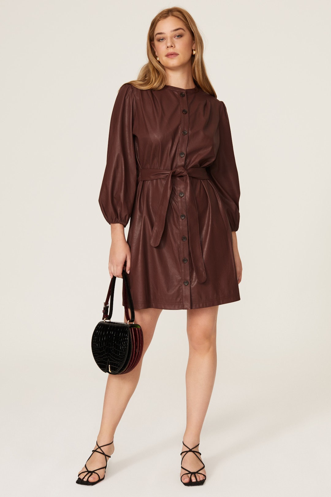 Tallen Faux Leather Shirtdress by Shoshanna 5
