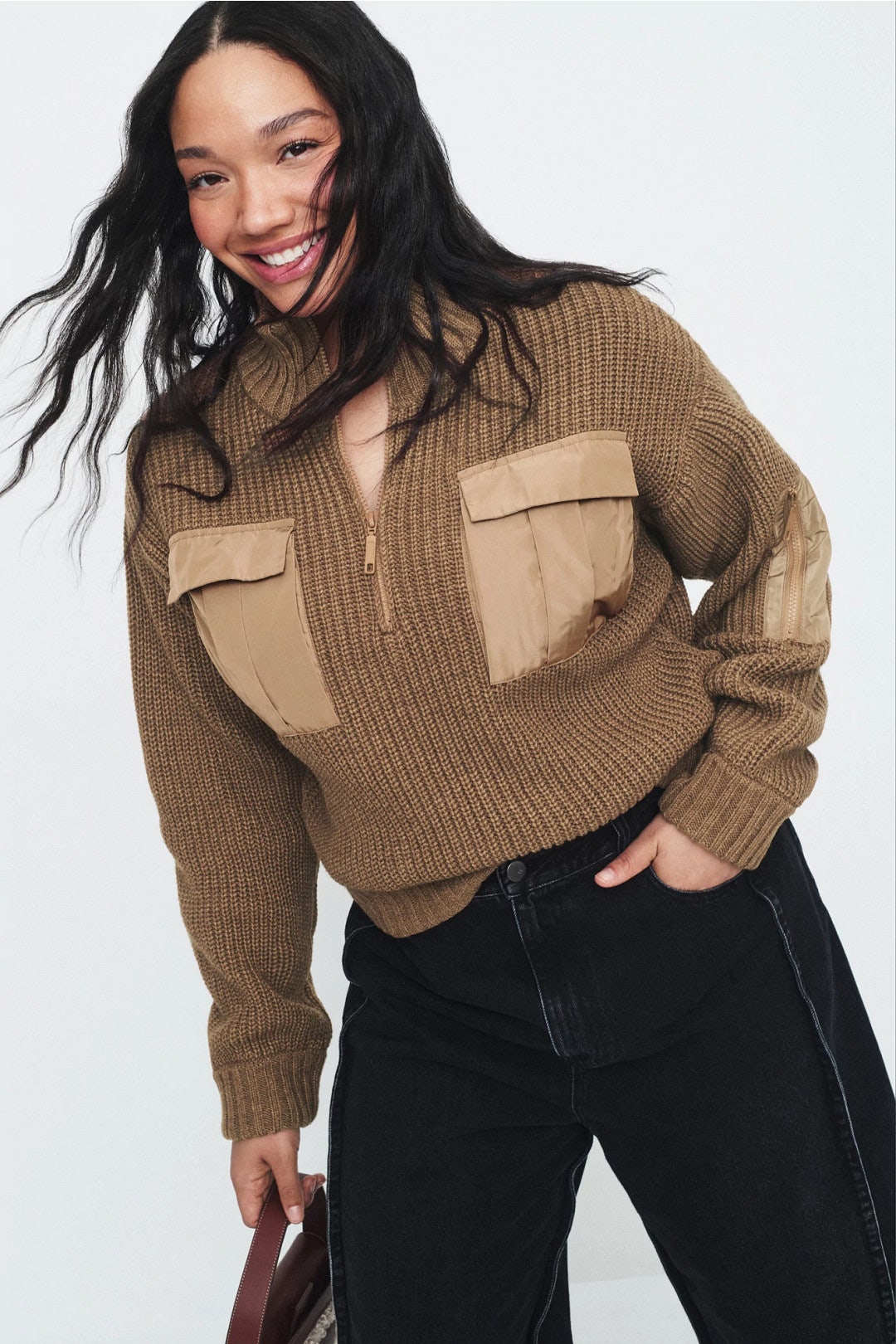 Clyde Patch Detail Quarter Zip Sweater by Baum und Pferdgarten 5