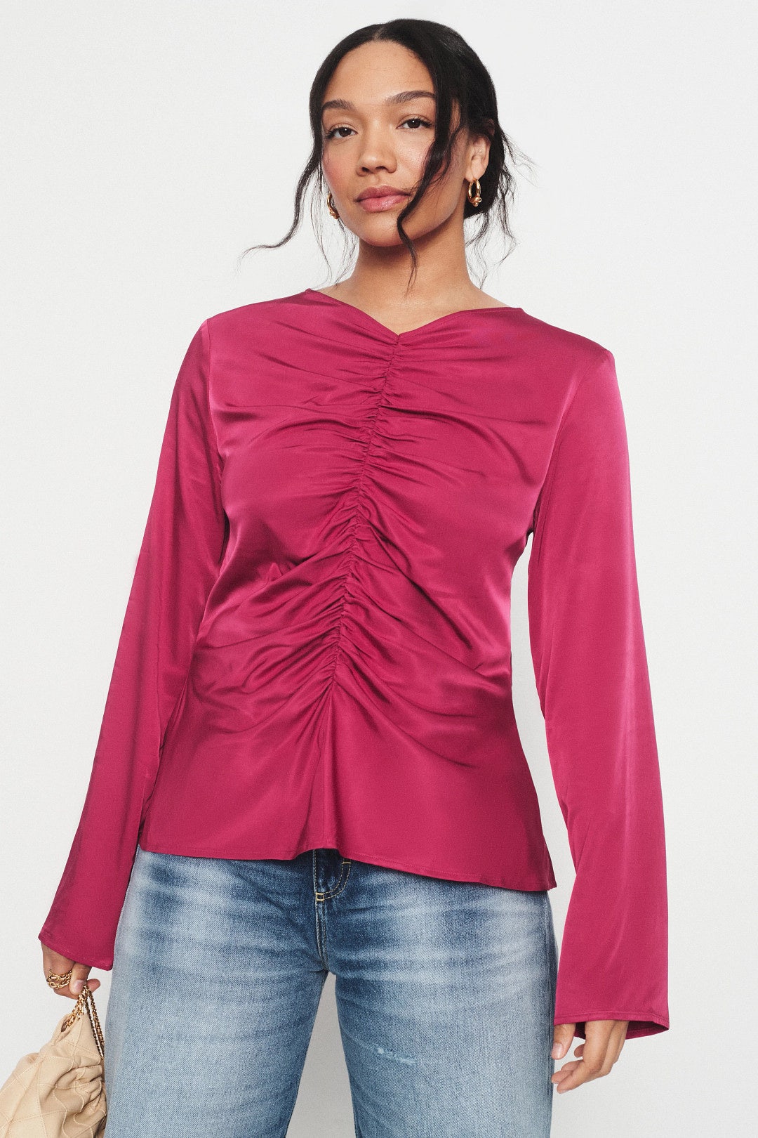 Allure Gathered Long Sleeve Blouse by THIRD FORM 5