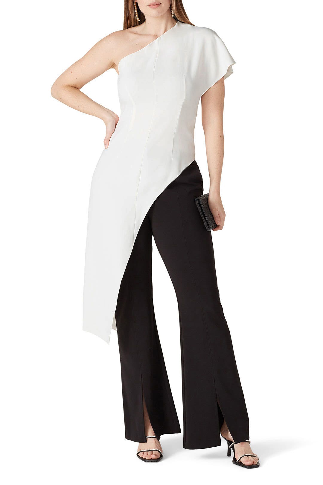 White One Shoulder Draped Top by Cushnie 5