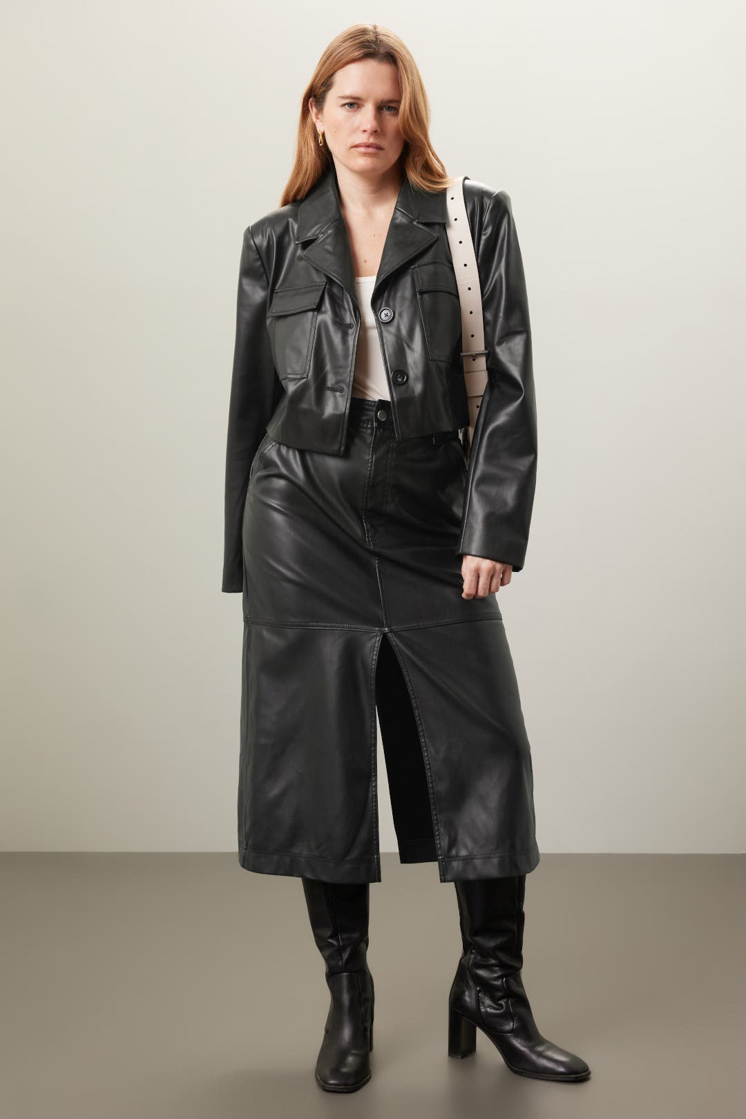 Black Faux Leather Jacket by Saunders x RTR | Rent the Runway