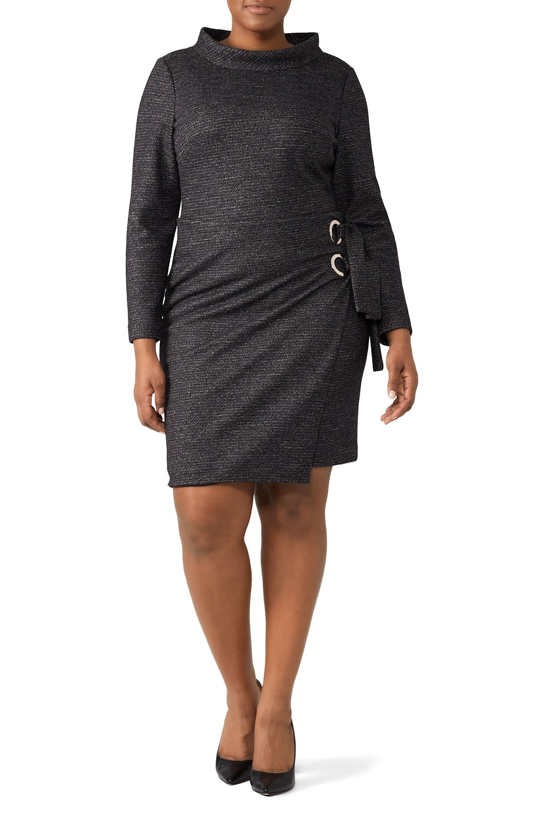 Charcoal Faux Wrap Dress by Badgley Mischka 3