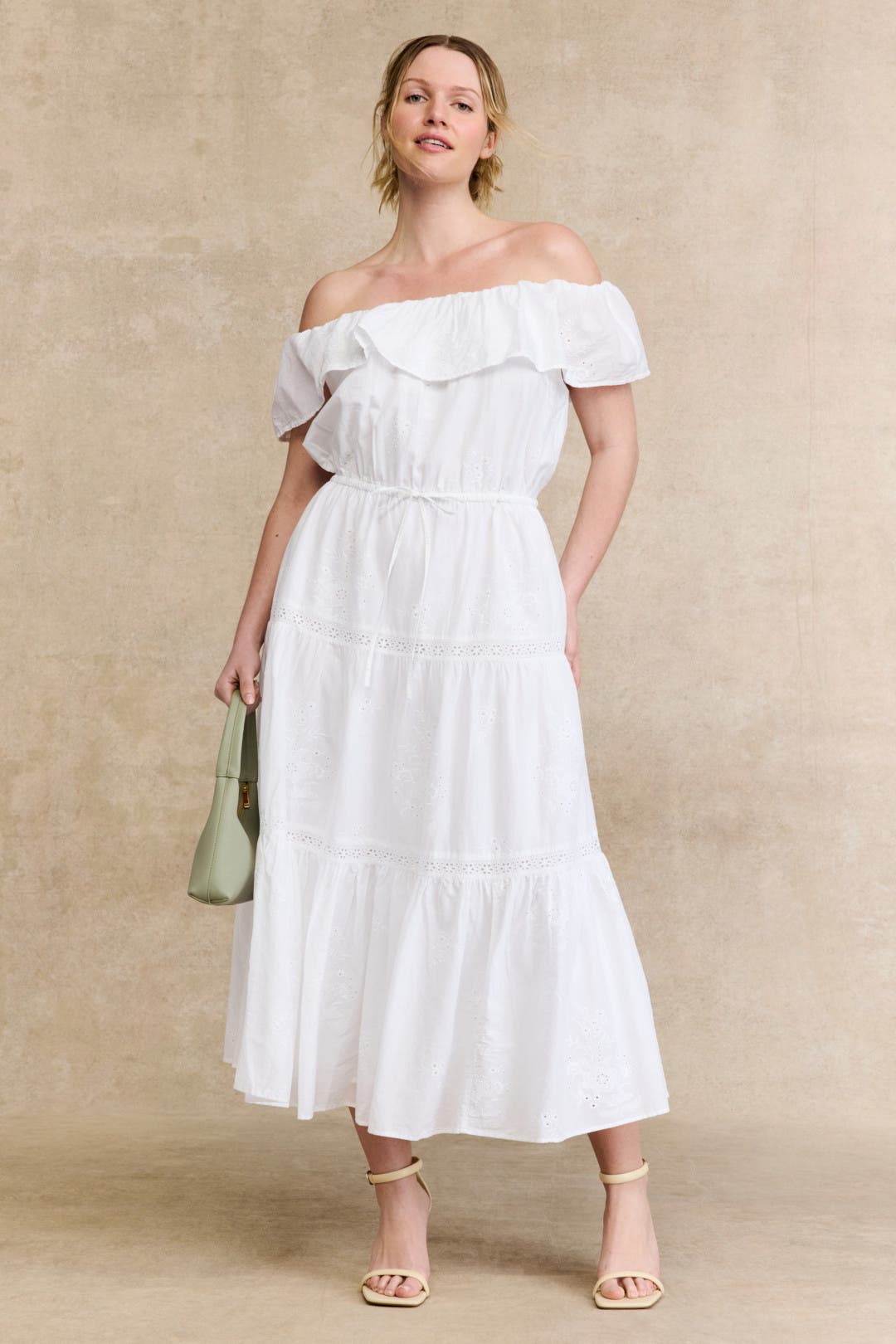 Cotton Off The Shoulder Tiered Dress by Lauren Ralph Lauren