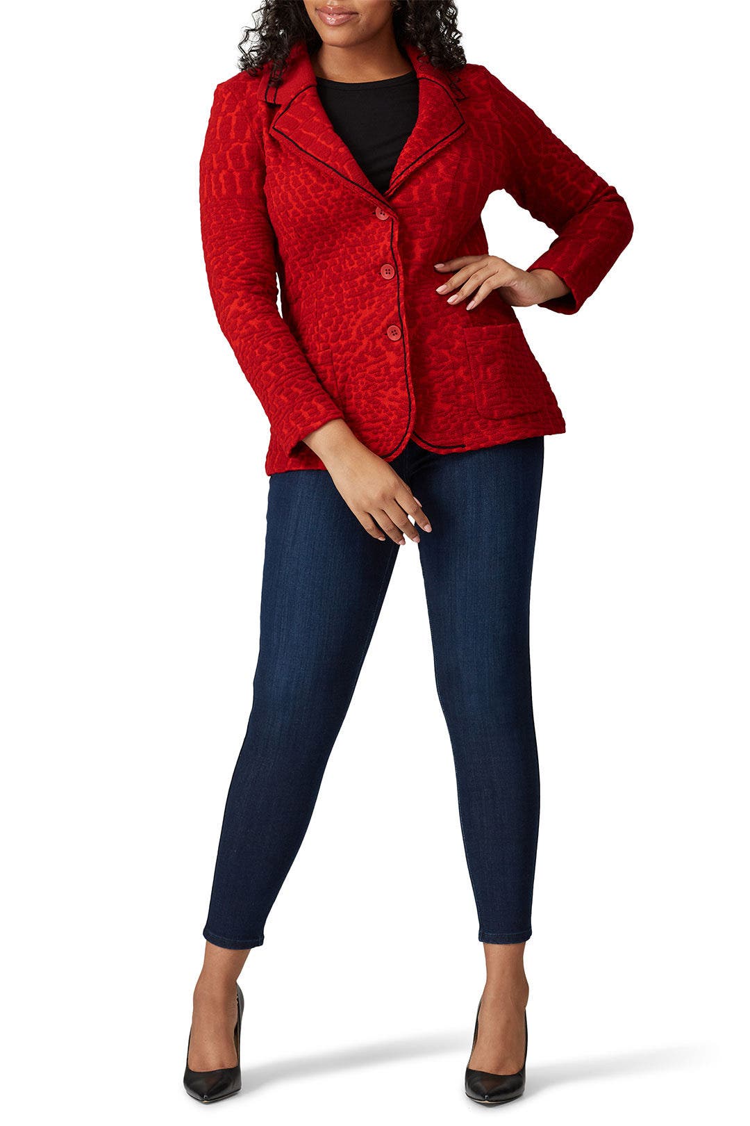 Red Textured Blazer by Aldomartins 5