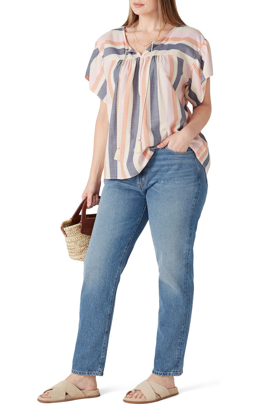 Romina Tie Front Blouse by B Collection by Bobeau 4