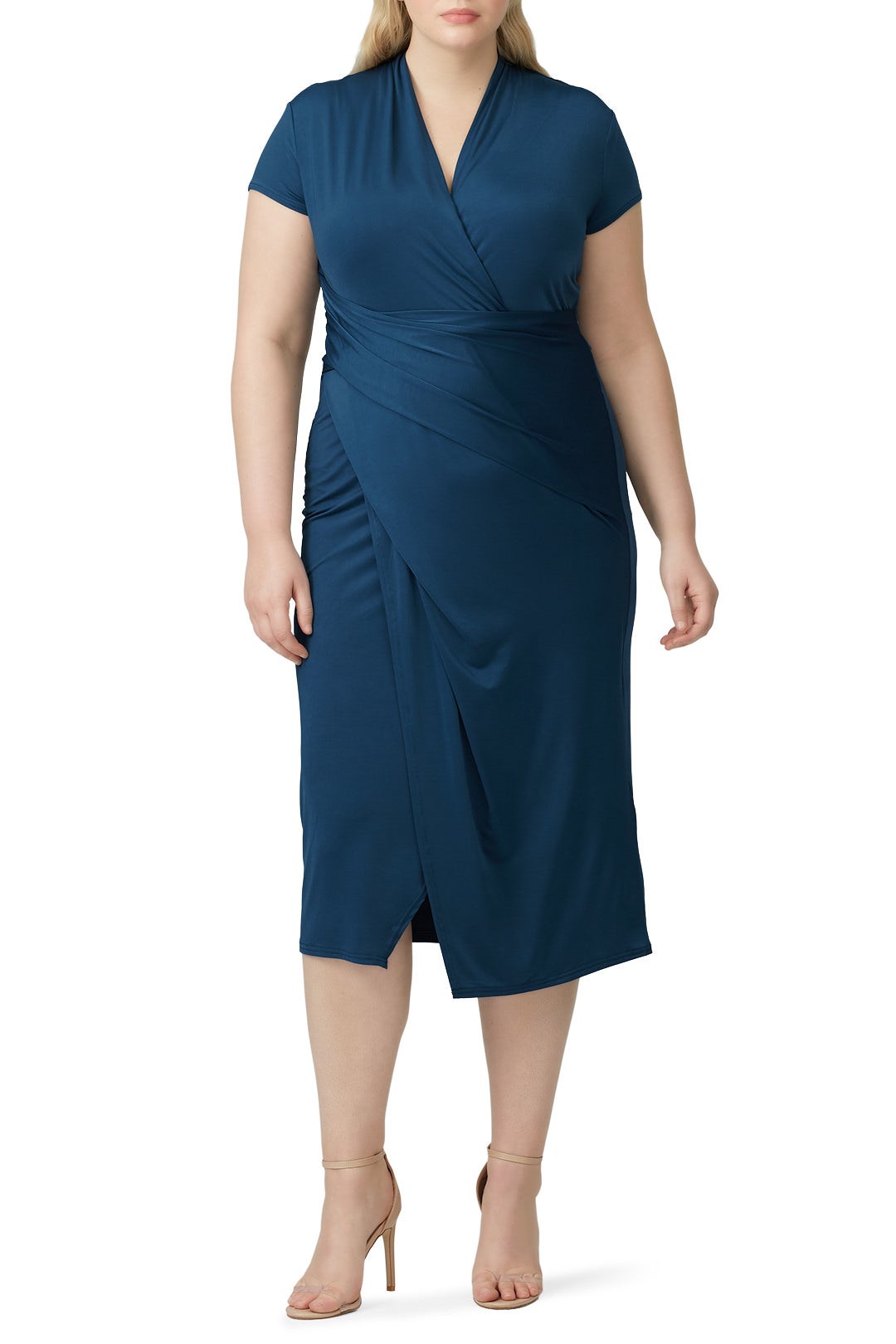 Steel Blue Faux Wrap Dress by Great Jones 4
