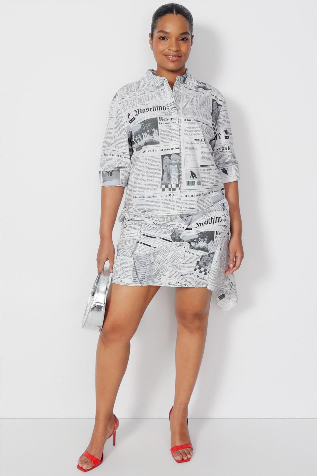 Newspaper Graphic Mini Skirt by Moschino | Rent the Runway