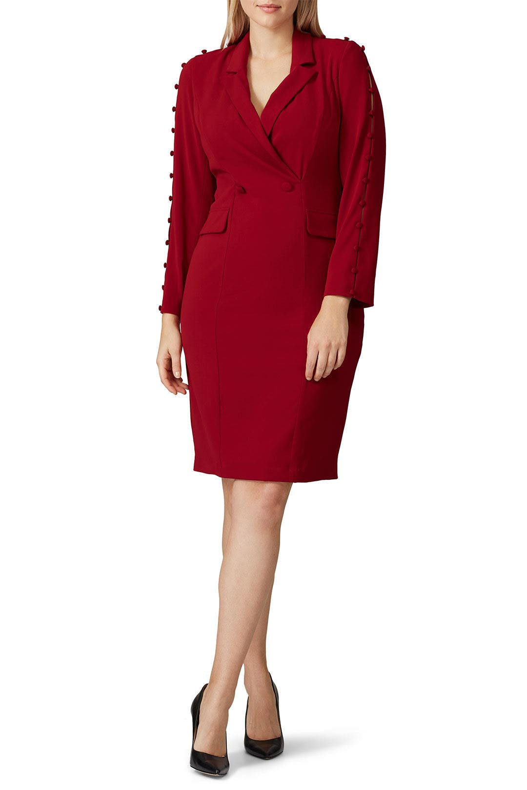 Burgundy V-Neck Sheath by Badgley Mischka 4