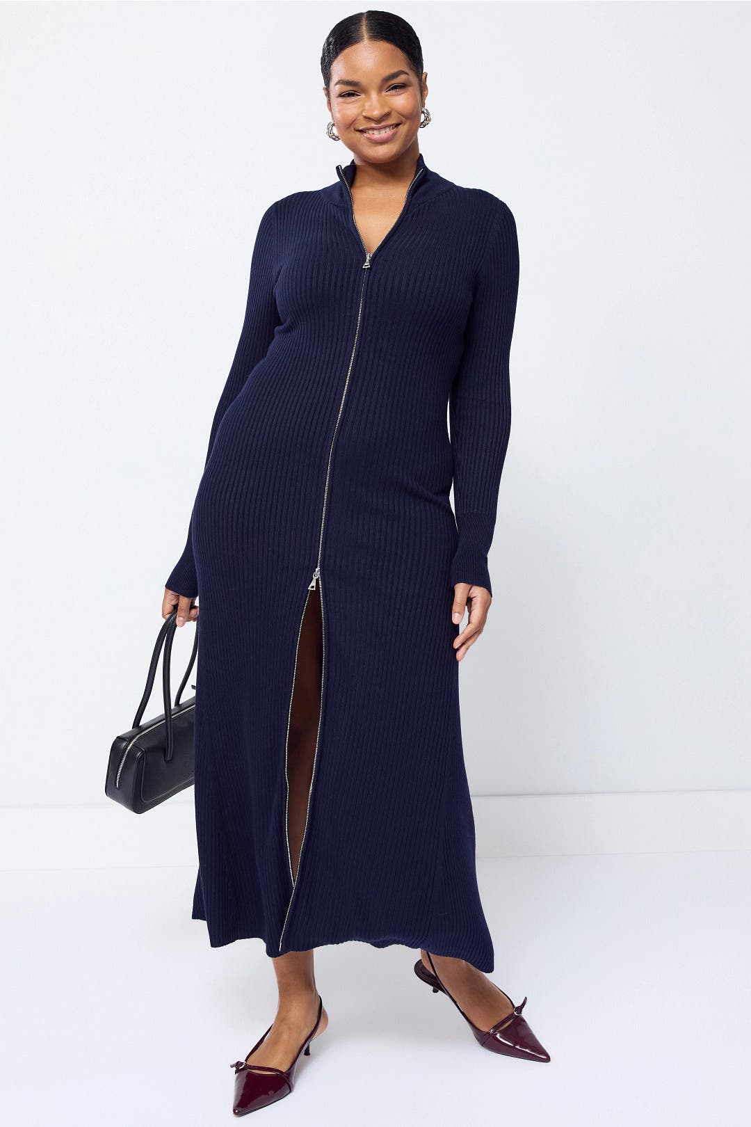 ワンピース Herlipto Bicolor Knit Dress Set navy M Bicolor Knit Dress Set herlipto - メルカリ