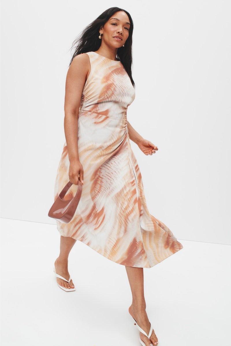 Ruched Asymmetrical Midi Dress by Luxely - Photo 5