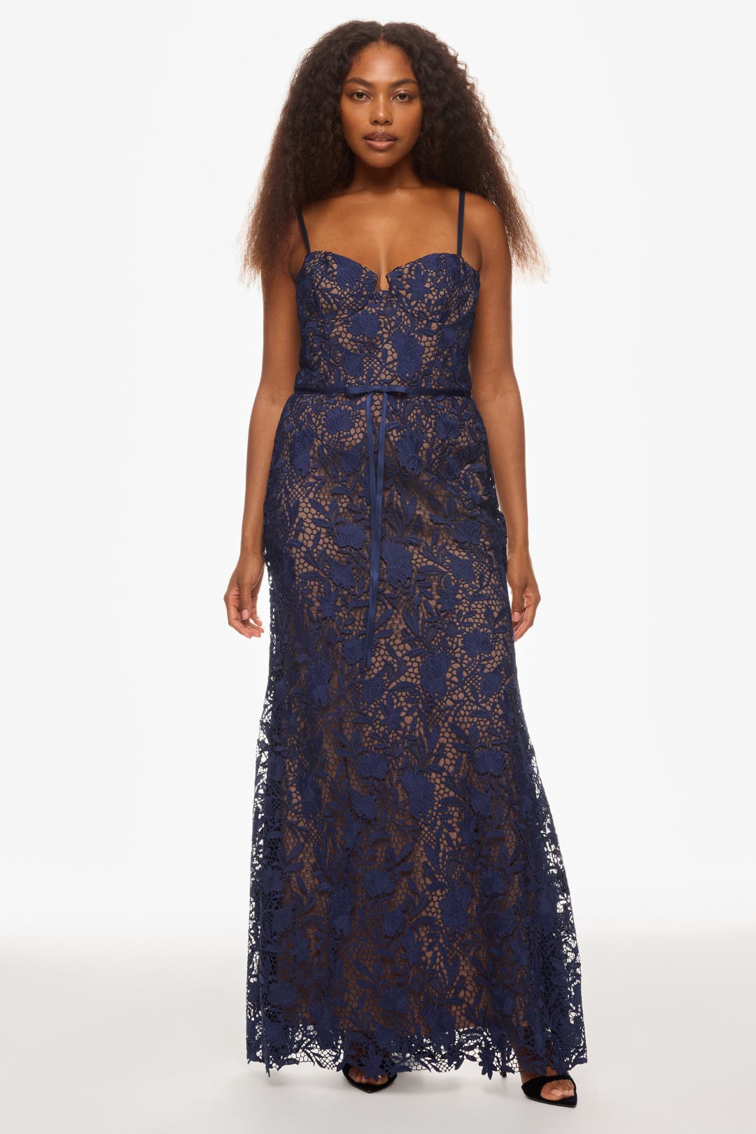Marchesa Notte ロングドレス　ブラック　イブニングドレス　ドレープ 0400021036747_NAVY?wid=600&hei