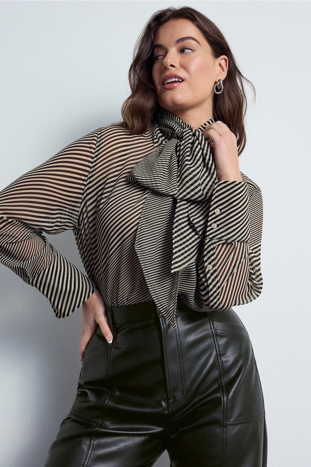 Sheer Tie Neck Blouse by Ronny Kobo x RTR 5