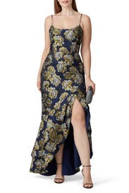 navy floral malia gown