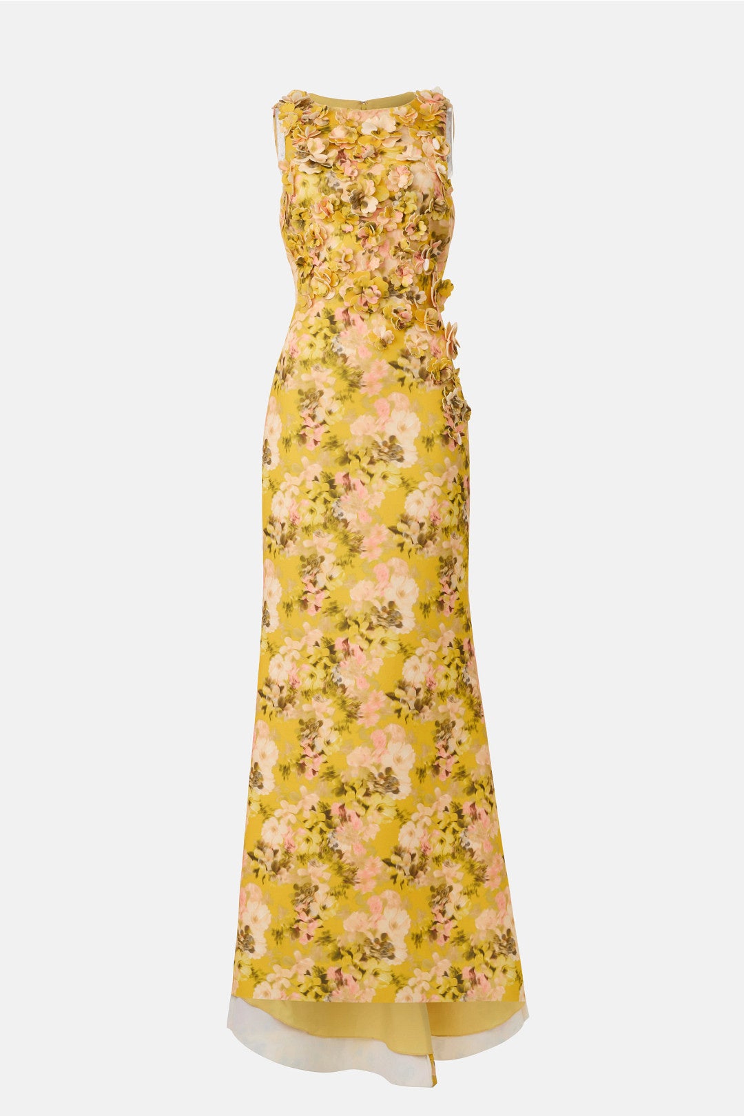 Floral Print Scuba Trumpet Gown by Badgley Mischka