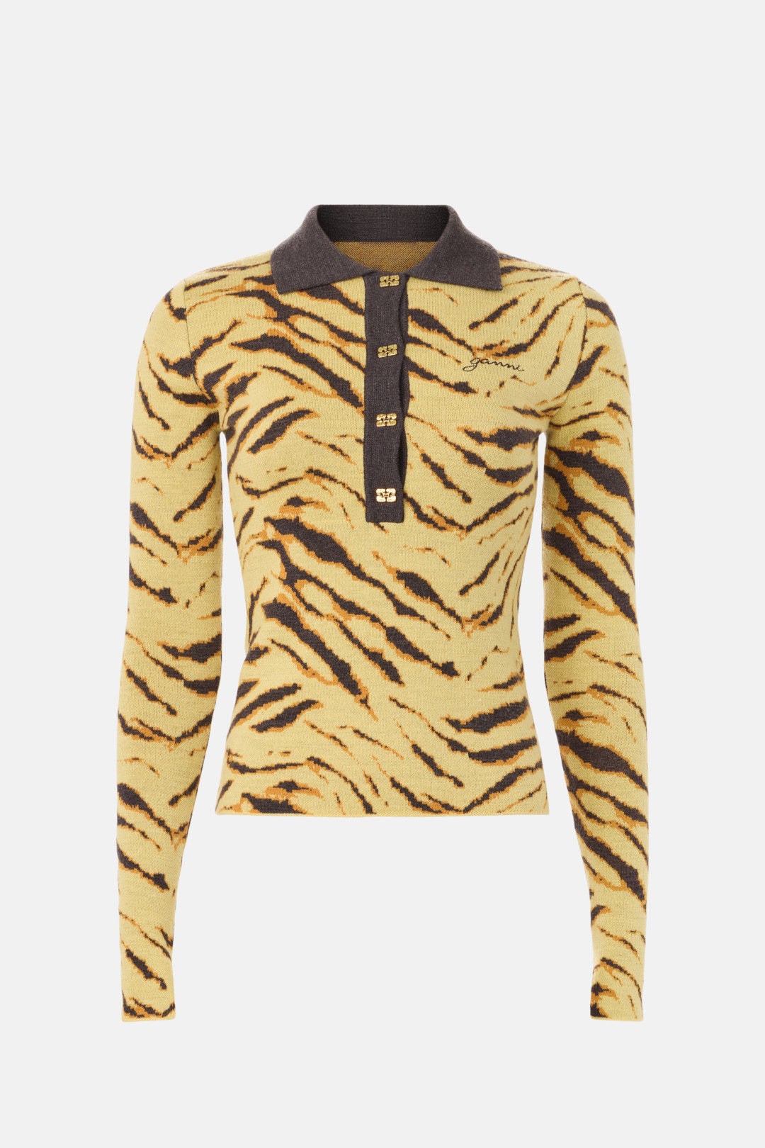 Fine Merino Jacquard Polo by GANNI 4