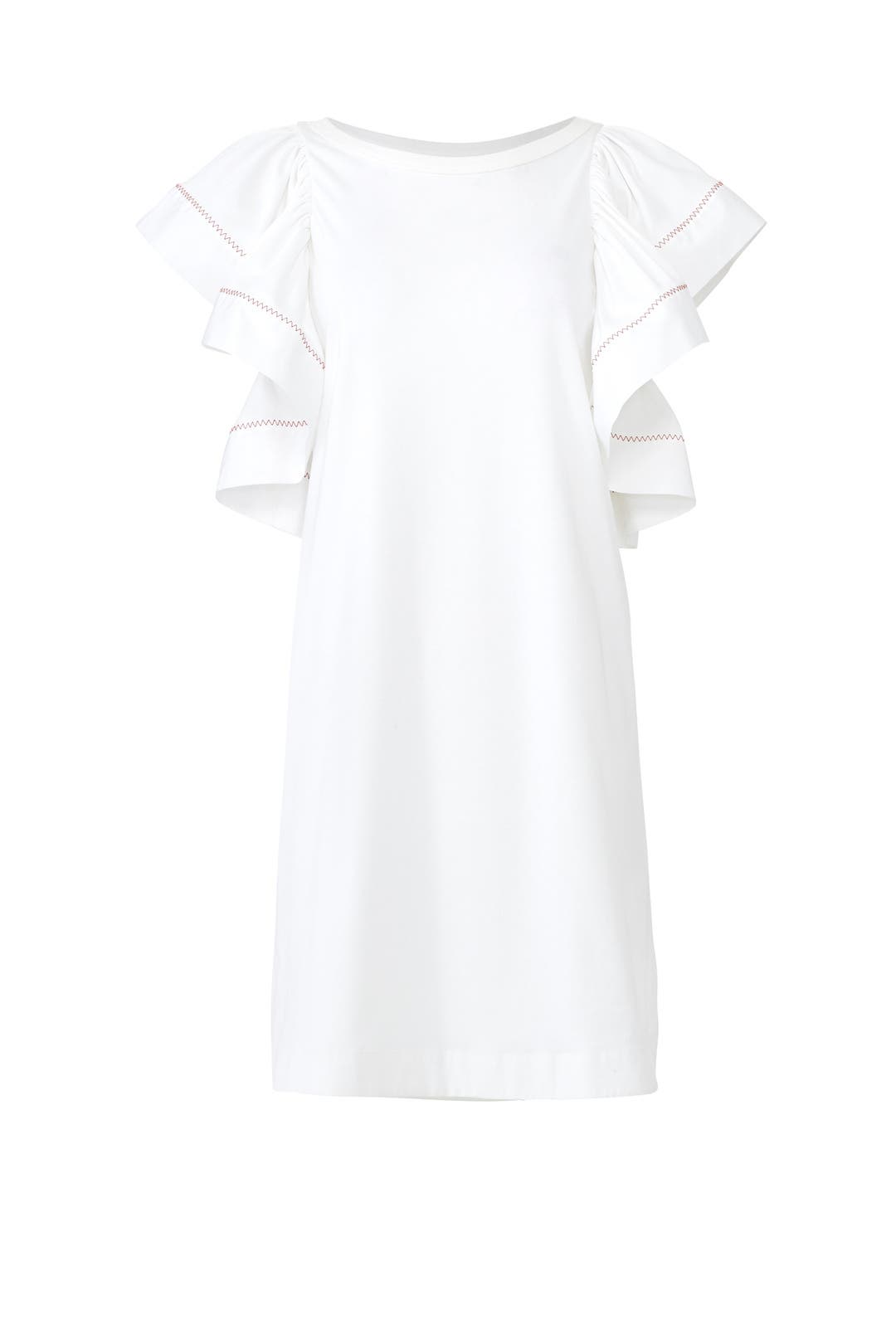 ワンピース \"See BY Chloe\" frill no-sleeve dress see by chloe dress 100% Silk Blue Sleeveless Ruffle Size 8