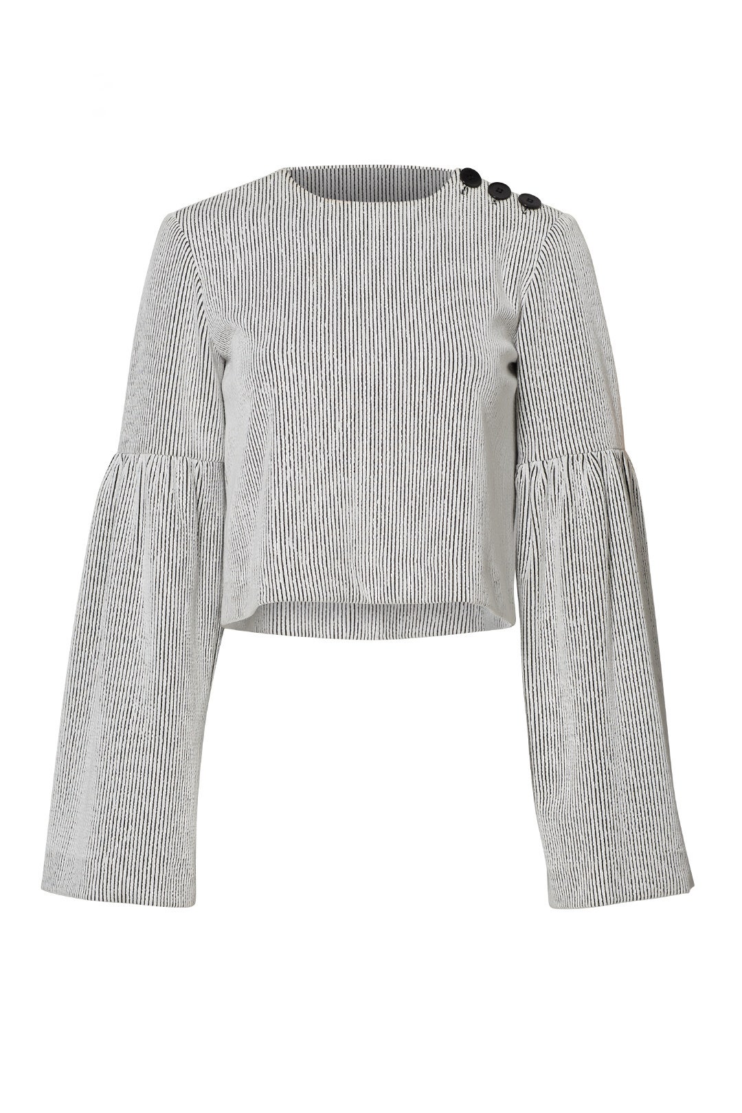 Striped Crinkle Bell Sleeve Top by Tibi 3