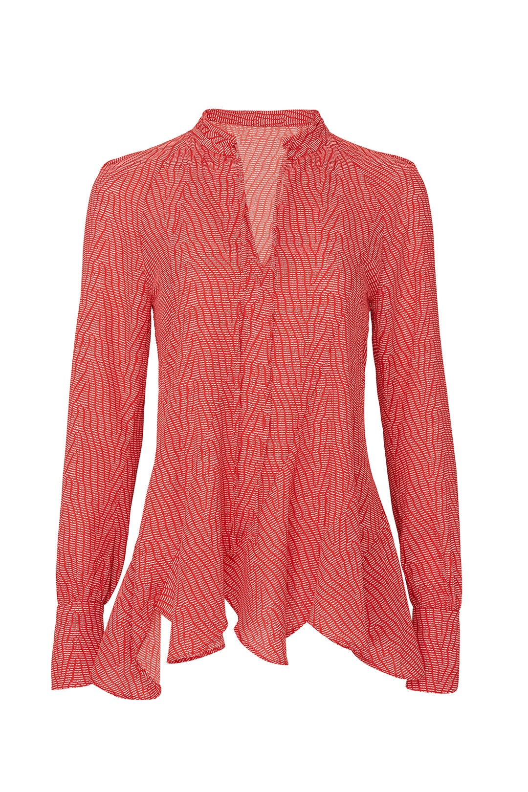Red Bone V-Neck Blouse by Derek Lam 10 Crosby x RTR