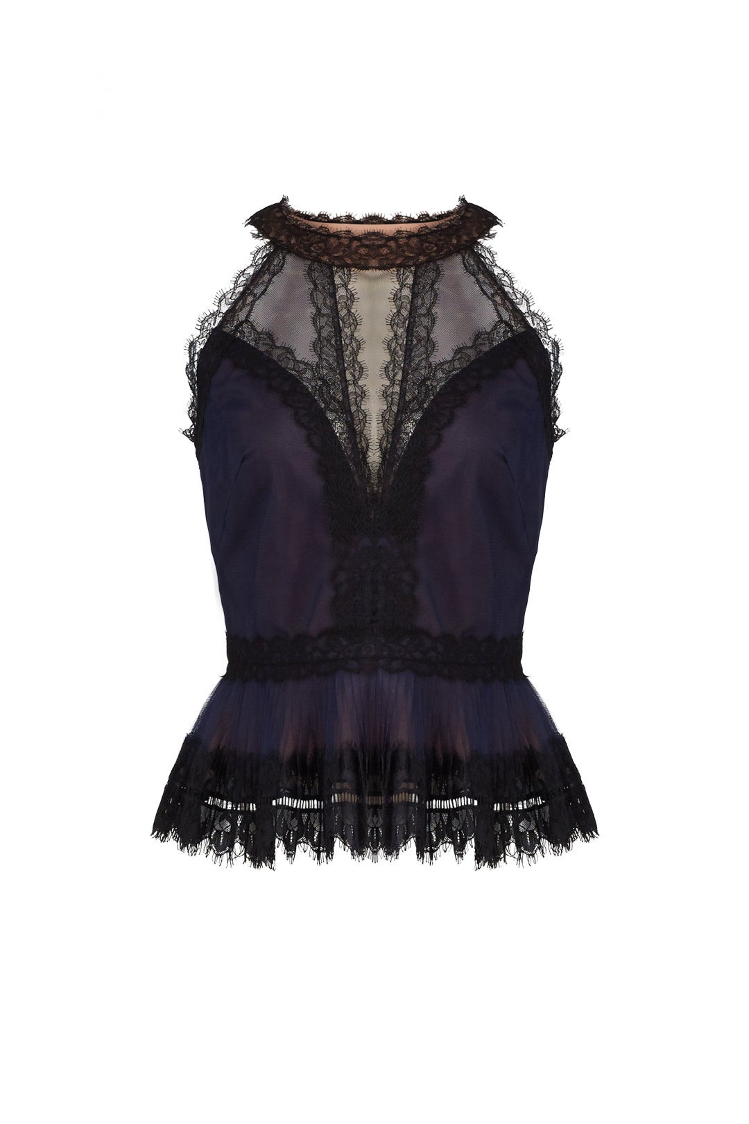 Lace Peplum Top by Marchesa Notte