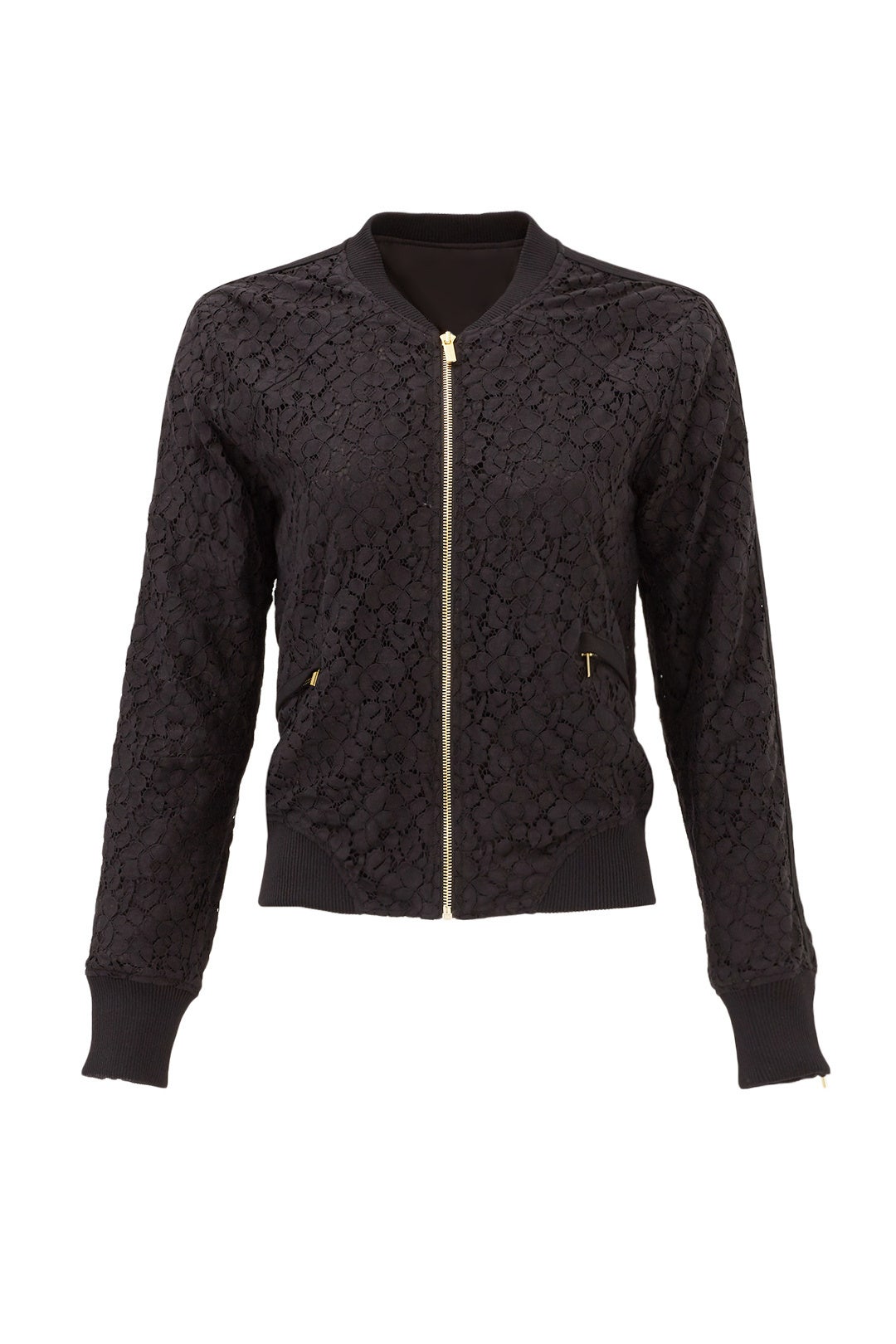 Black Floral Lace Bomber Jacket by Derek Lam 10 Crosby