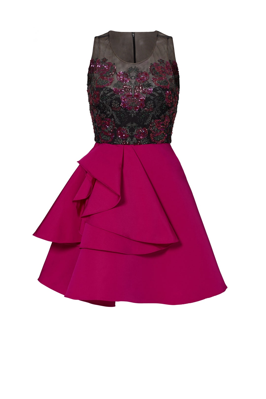 Fuchsia Embroidered Cocktail Dress by Marchesa Notte 3